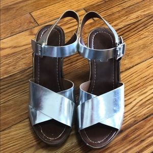 Topshop metallic wedges